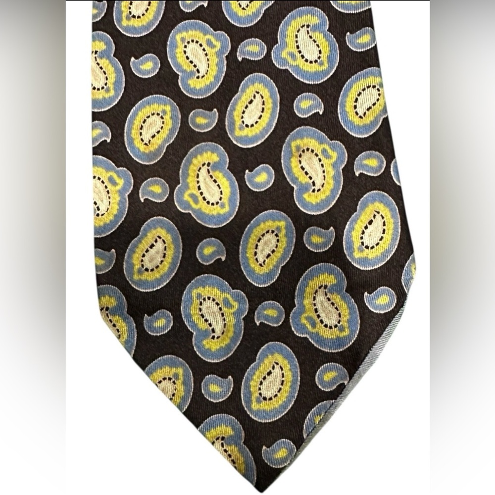 Bonwit Teller Ferruccio Vecchi Hand Printed Silk Tie Paisley Multicolor Italy